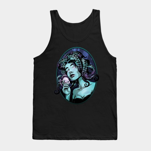 Octopus Mermaid Portrait - Underwater Beauty Tank Top by redappletees